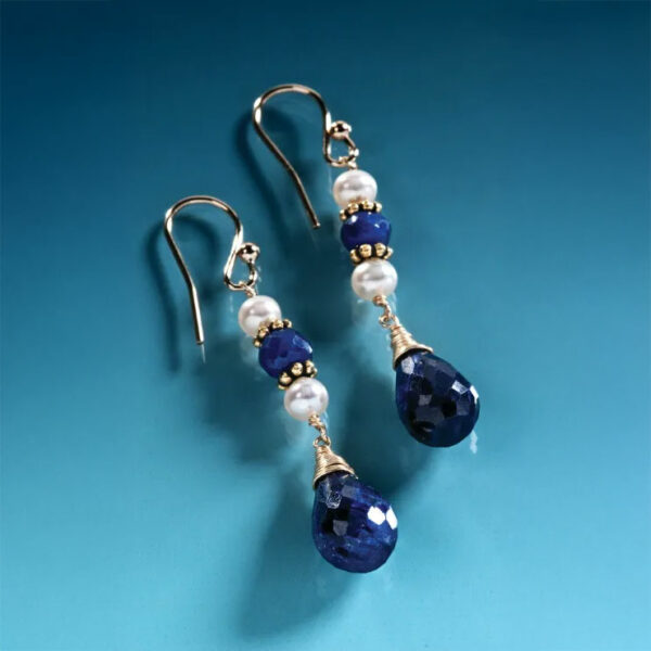 Midnight Sapphire drop Earrings  (12ctw)